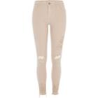 River Island Womens Nude Ripped Embroidered Super Skinny Jeans