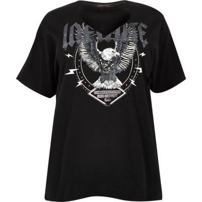 River Island Womens Ri Plus Rock Band Print T-shirt