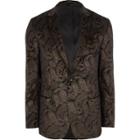 River Island Mens And Gold Paisley Slim Fit Blazer