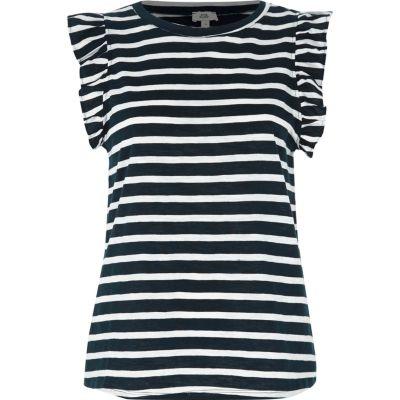 River Island Womens Stripe Frill Sleeve Tank Top