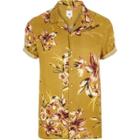 River Island Mens Yellow Floral Short Sleeve Shirt