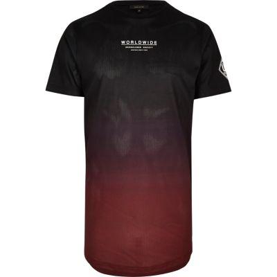 River Island Mensblack Faded Mesh 'worldwide' T-shirt