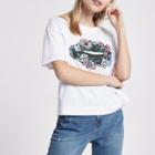 River Island Womens White Appliqu Lip Design T-shirt