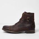 River Island Mens Leather Lace-up Military Boots