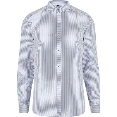 River Island Mens Stripe Cutaway Collar Slim Fit Shirt