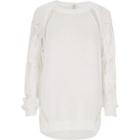 River Island Womens White Knit Ladder Sleeve Sweater