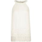 River Island Womens Sequin Lace Hem Sleeveless Top