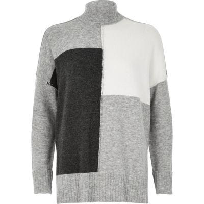 River Island Womens Color Block Turtleneck Sweater