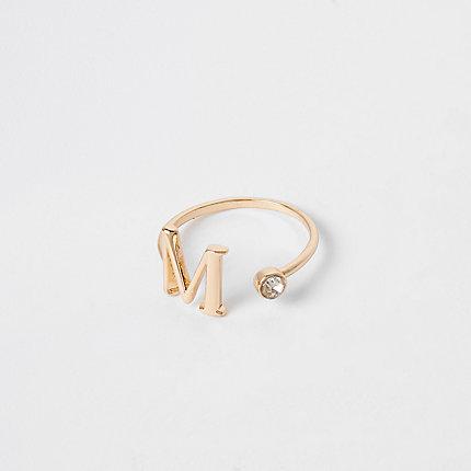 River Island Womens Gold Tone 'm' Initial Ring