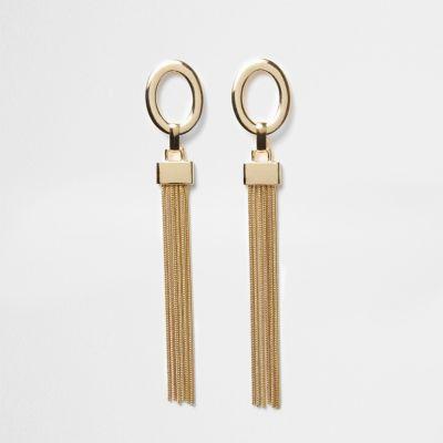 River Island Womens Gold Tone Drop Tassel Earrings