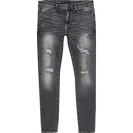River Island Mens Ripped Ollie Spray On Jeans