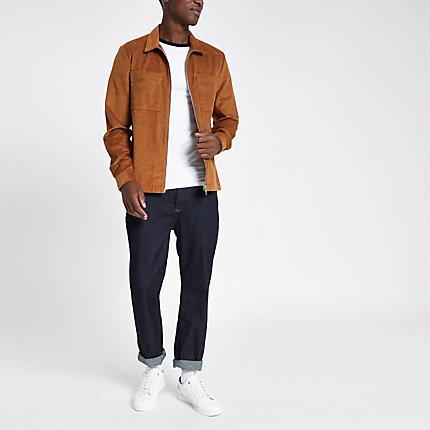 River Island Mens Cord Zip Up Denim Shacket