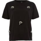 River Island Womens Jewel Embellished Brooch T-shirt
