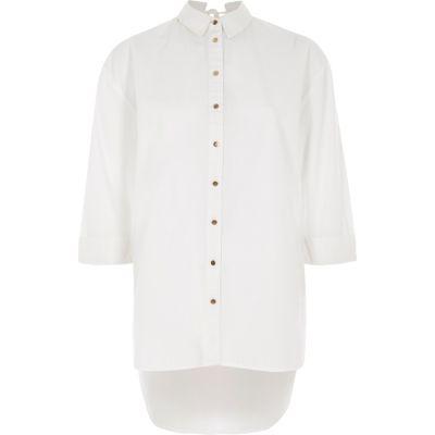 River Island Womens White Long Sleeve Tie Back Shirt