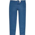 River Island Mens Petrol Slim Fit Cropped Chino Trousers