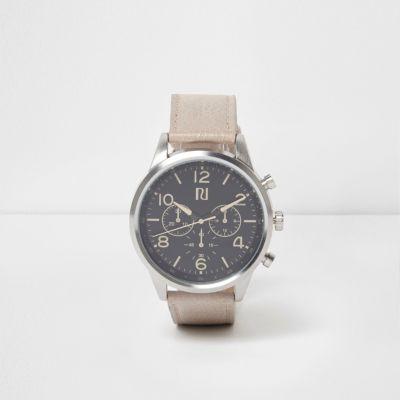 River Island Mens Strap Round Black Face Watch