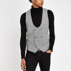 River Island Mens Check Double Breast Waistcoat