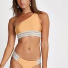 River Island Womens Gold Elastic One Shoulder Bikini Top