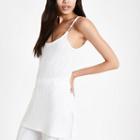River Island Womens White Ribbed Tunic Top