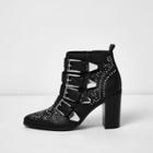 River Island Womens Stud Buckle Western Heeled Boots