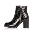 River Island Womens Patent Chunky Heel Ankle Boots