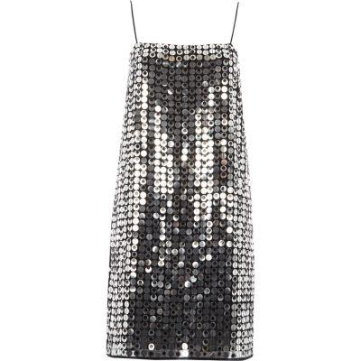 River Island Womens Silver Sequin Strappy Slip Dress