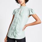 River Island Womens Pearl Neck Ruffle Front Blouse