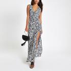 River Island Womens Snake Print Plunge Maxi Dress