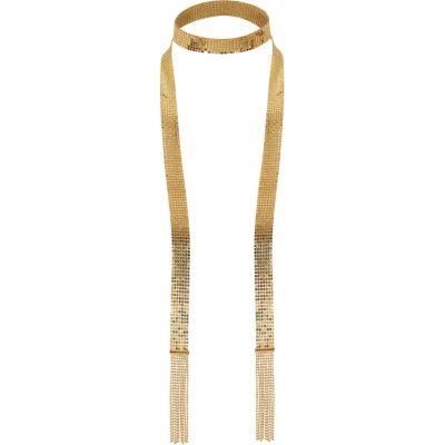 River Island Womens Gold Tone Chainmail Tassel Scarf