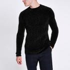 River Island Mens Shiny Muscle Fit Chenille Knit Sweater