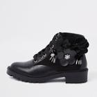 River Island Womens Floral Embellished Lace-up Boots