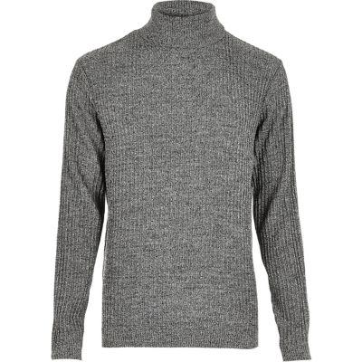 River Island Mens Ribbed Roll Neck Slim Fit Sweater
