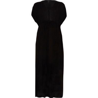River Island Womens Ruched Sleeve Tie Waist Maxi Dress