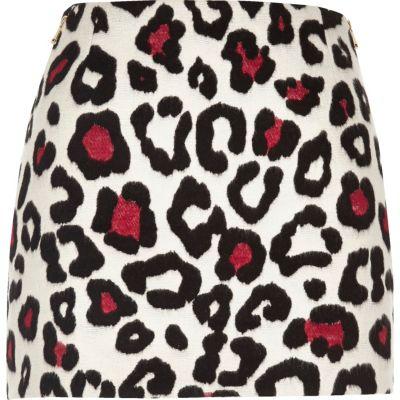 River Island Womens White Leopard Print Pelmet Skirt