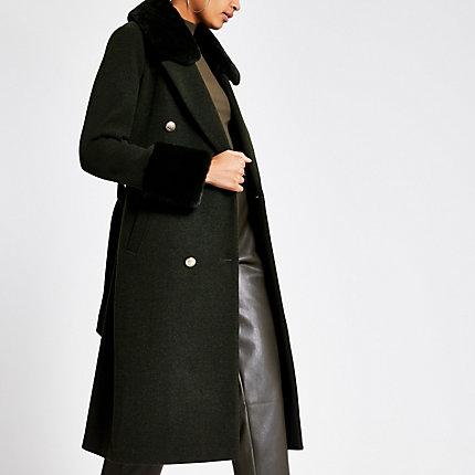 River Island Womens Faux Fur Collar Tie Waist Coat