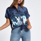 River Island Womens Mixed Print Tie Front Shirt