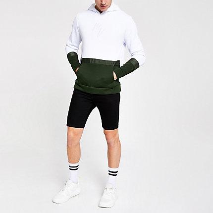 River Island Mens White 'maison Riviera' Block Slim Fit Hoodie