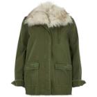 River Island Womens Faux Fur Collar Army Jacket