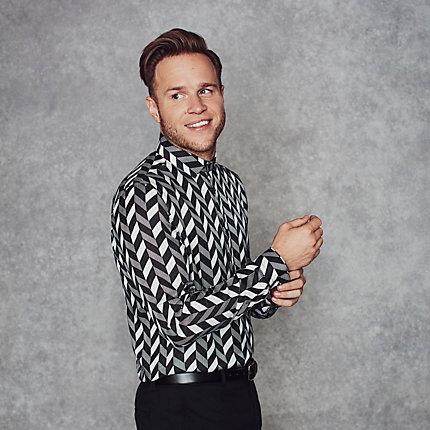 River Island Mens Olly Murs Mono Print Long Sleeve Shirt