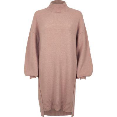 River Island Womens Knit Balloon Sleeve Sweater Dress
