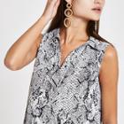 River Island Womens Snake Print V Neck Sleeveless Top