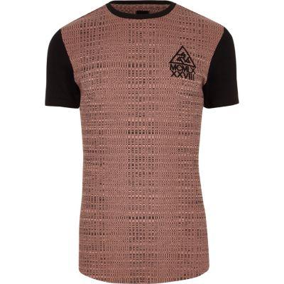 River Island Mens Rib Muscle Fit Block Longline T-shirt