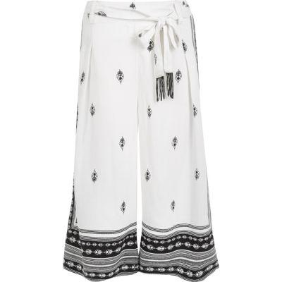 River Island Womens White Print Culottes