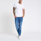 River Island Mens White Rib Muscle Fit V Neck T-shirt
