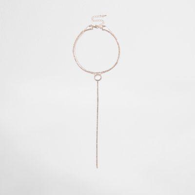 River Island Womens Rose Gold Tone Cup Chain Circle Plunge Choker