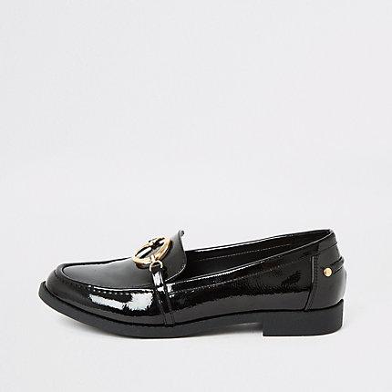 River Island Womens Patent Circle Buckle Loafer