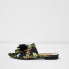 River Island Womens Tropical Print Tassel Backless Loafers