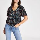 River Island Womens Floral Short Frill Sleeve Shell Top