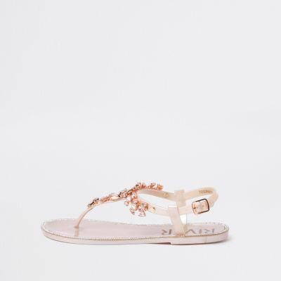 River Island Womens Gold Jewel Embellished Sandals