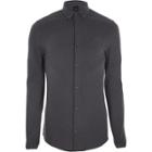 River Island Mens Muscle Fit Long Sleeve Pique Shirt
